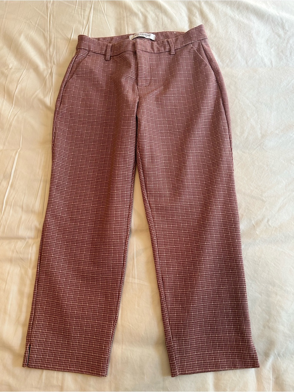 Liverpool - Women’s Maroon Check Straight-Leg Ankle Pants Size 4/27